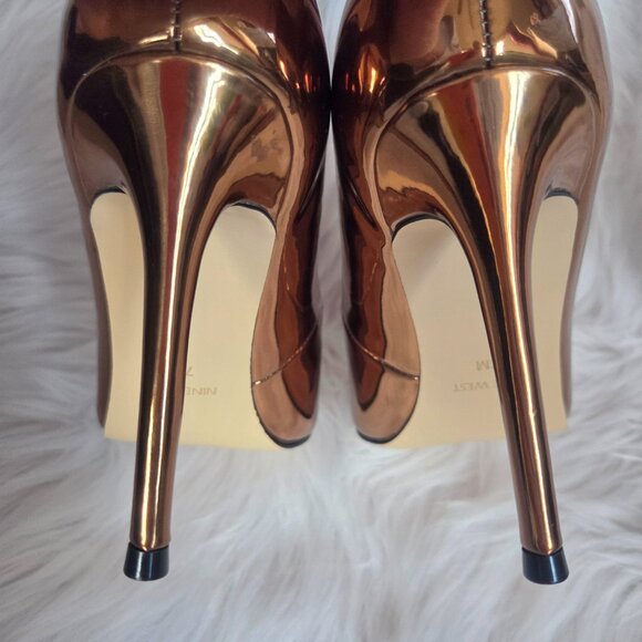 NEW NINE WEST Metallic Bronze Stiletto High Heels Size 7 - Picture 11 of 13